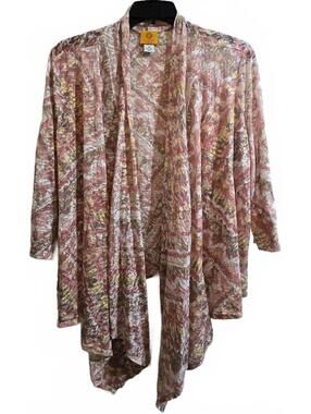 Ruby Rd Pink Patterned Open Front Cardigan Plus Size 3X
